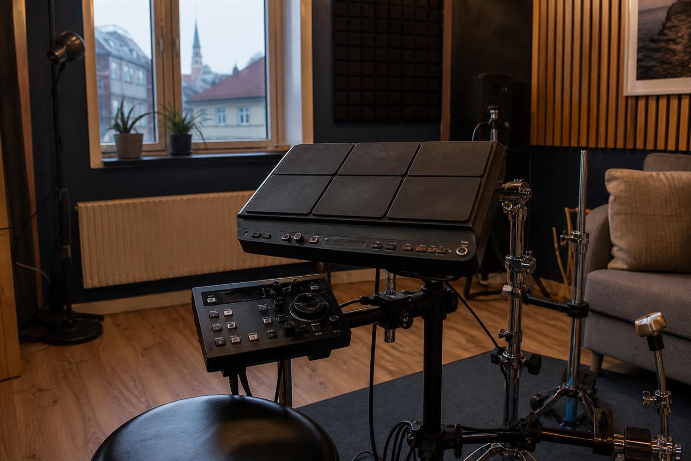 Electronic drum pad and module for quiet practice